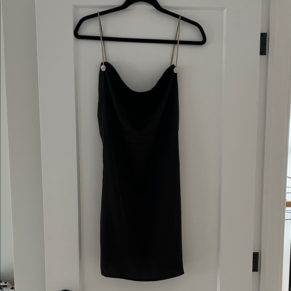 Elegant Black Dress with Chain Straps